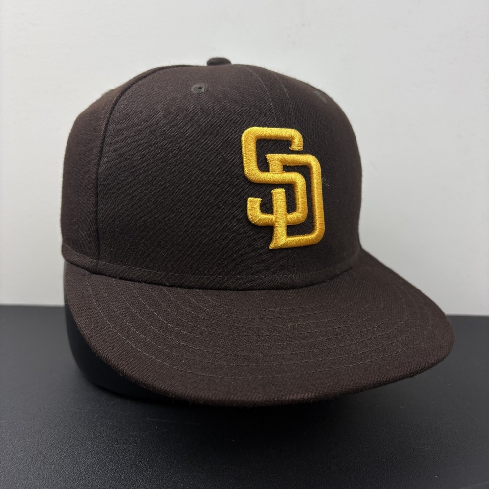 San Diego Padres New Era 59FIFTY Fitted Hat Size 6 7/8 Brown Gold On Field Cap